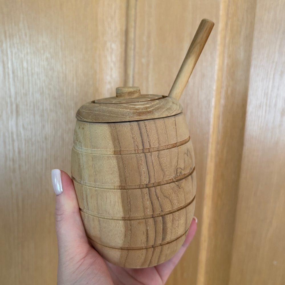 🤍Honey Dipper Teak Jar🤍